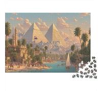 Premium 1000 Piece Egyptian Pyramids Celebration Jigsaw Puzzle, Sturdy Cardboard, A Festive Scene Featuring The Egyptian Pyramids Indoor Leisure Home Gift, 52x38cm/1000pcs