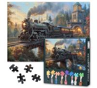 Premium 1000 Piece Puzzle, Puzzle for Adults, 1000 Pieces, Steam Train Through the Dense Jungle - 70 x 50 cm