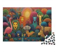 Premium 1000 Piece Wild Animals Jigsaw Puzzle for Family, Extra-Thick Cardboard, A Colorful Fantasy World of Wild Animals Fun Home Activity, Gift Idea, 38x26cm/1000pcs
