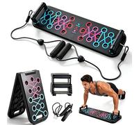 Premium 12-in-1 Push Up Board 2026 - Foldable Push Up Board with Adjustable Handles & 2 Bands. Home Push Ups & Pilates Board for Home Workouts, Chest Strength - Ideal Sit-Up Bench Alternative