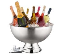 Premium 12L Large Ice Bucket for Parties - 16"x16"x10" Silver Stainless Steel Beverage Tub with Scoop - Insulated Ice Bucket for Cocktail Bar, Beers & Champagnes - 1.77kg Drink Bucket for Celebrations