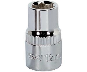 Premium 12mm Forged Steel Drive Socket - 1/2 Inch Square Drive With Polished Chrome Finish