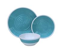 Premium 12pc Melamine Plate and Bowl Dinner Set Camping Tableware (Blue)