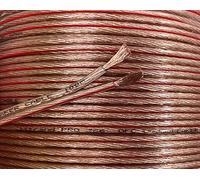 Premium 14 AWG OFC Speaker Cable/Wire - Transparent w/Red Polarity Marker