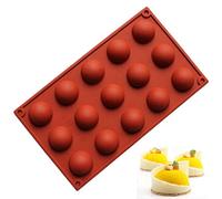 Premium 15-Cavity Semi-Ball Silicone Baking Mould, FantasyDay Anniversary Birthday Tray-Wedding Festival Party Silicone Cake Mold for Muffins Brownie Cornbread Candy Chocolates Butter Soap Gummy Bread
