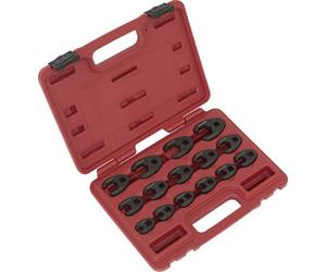 Premium 15Pc Crows Foot Nut Spanner Socket Set With 3/8" Drive Ratchet