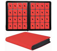 Premium 16 Pocket Zip Card Binder - Ringless, Double Sided for MTG, TCG & Sports Cards (Red)