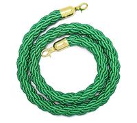 Premium 16ft Stanchion Hemp Rope with Hooks - Crowd Control Barrier for Queue Lines & Theaters - Available in Black White Red & Green (487cm)