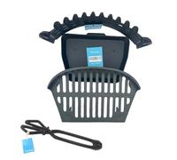 Premium 18" Cast Iron FIREPLACE GRATE SET - Castle Front Design with Ash Pan & Log Tongs