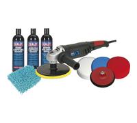 Premium 180mm Electric Polisher & Compounding Kit - 230V 1100W 3X Buffing Heads