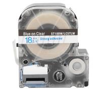Premium 18mm PET Label Maker Tape Durable Labeling Tape Compatible with LW Series and KingJim SR230C SR3900C Label Machines for Office Home Hospital Laboratory Use (18mm Transparent Background Blue