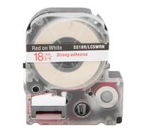 Premium 18mm PET Label Maker Tape Durable Labeling Tape Compatible with LW Series and KingJim SR230C SR3900C Label Machines for Office Home Hospital Laboratory Use (18mm red Text on White Background)