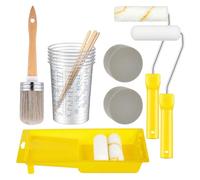 Premium 18Pcs Paint Brush and Roller Painting Accessory Set with Brushes and Small Rollers Mixing Tool for Art Projects Painting Tool Set