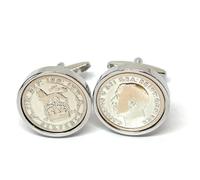 Premium 1925 Lucky sixpence cufflinks for a 100th Birthday cufflinks SLV