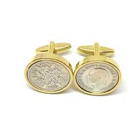 Premium 1935 Lucky sixpence cufflinks for a 91st Birthday gifts for men cufflinks GLD