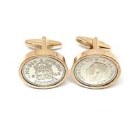 Premium 1945 Lucky sixpence cufflinks for a 81st Birthday cufflinks HT R/G