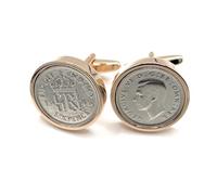 Premium 1946 Lucky sixpence cufflinks for a 80th Birthday cufflinks HT Rose Gld
