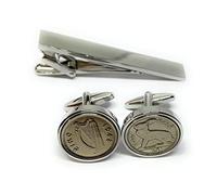 Premium 1948 Lucky Irish Threepence 3d for a 78th Birthday or Anniversary cufflinks Tie Clip Set