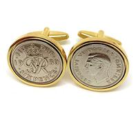 Premium 1950 Original Lucky Sixpence 6d birthday/Anniversary Cufflinks ideal for a 76th birthday HT GLD