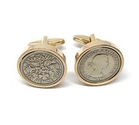Premium 1955 Lucky sixpence cufflinks for a 71st Birthday cufflinks HT Rose Gld