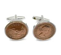 Premium 1956 Farthing cufflinks for a 69th Birthday cufflinks HT SLV