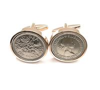 Premium 1956 Original Lucky Sixpence 6d birthday/Anniversary Cufflinks ideal for a 70th birthday HT Rose GLD