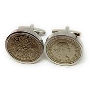 Premium 1957 Original Lucky Sixpence 6d birthday/Anniversary Cufflinks ideal for a 69th birthday HT SLV