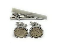Premium 1962 Lucky sixpence cufflinks for a 64th Birthday cufflinks and Silver Plated Tie Clip Set