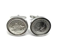 Premium 1963 Original Lucky Australian Sixpence 6d birthday/Anniversary Cufflinks ideal for a 63rd birthday HT SLV