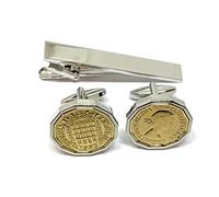 Premium 1963 Threepence cufflinks for a 63rd Birthday cufflinks SLV HT Tie Clip Set 63rd birthday gifts for men