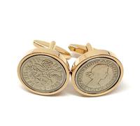 Premium 1965 Original Lucky Sixpence 6d birthday/Anniversary Cufflinks ideal for a 61st birthday gift for him HT Rose GLD