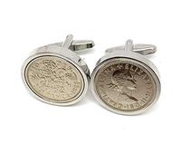 Premium 1966 Original Lucky Sixpence 6d birthday/Anniversary Cufflinks ideal for a 60th birthday HT SLV