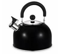 Premium 2.5L Stainless Steel Whistling Kettle for Camping, Gas Hob & Induction Hob, Fast Boil Stove Top Tea Water Kettle with Whistle, Black & White (Black)