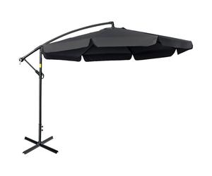 Premium 2.7m Garden Cantilever Parasol Sun Shade - Crank - High Quality - Black