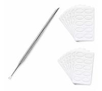 Premium 2 in 1 Double Ended Stainless Steel Cuticle Pusher, Exquisite Nail Dead Skin Remover Manicure Tool With 10 Pcs 100 Grit White Disposable Nail Sanding Pads For Professional Salon And Daily Home