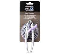 Premium 2-in-1 Manual Can Opener - Taylors Eye Witness, Easy to Use Tin Opener, Kitchen Gadget Made with Built-in Bottle Opener, Sturdy Zinc Aluminum Construction with Silver & Lavender Colouring
