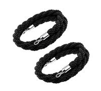 Premium 2-Pack Black Stanchion Rope - Heavy Duty Crowd Control Barrier for Museums Hotels Events and Warehouses (1m/3.2ft) - Elegant Safety Solution