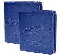 Premium 2-Pack Car Registration and Insurance Holder for Women Men, Glove Box Paperwork Organizer with Magnetic Buckle for Easy Access and Protect Documents and Various Cards in Vehicle, Dark Blue