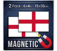 Premium 2-Pack England National Flag Vehicle Magnets - 6x4in (15x10cm) - All-Weather, UV-Protected, Fade-Resistant Magnetic Signs for Cars, Trucks, and Vans - English Flags