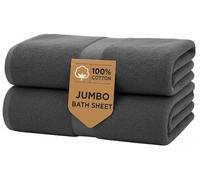 Premium 2 Pack Jumbo Bath Sheets (100 x 150 cm) Highly Absorbent 100% Egyptian Cotton Quick Dry Extra Large Bath Sheet - Super Soft Hotel Quality Bathroom Towel Set (Charcoal Grey)