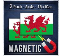 Premium 2-Pack Wales National Flag Vehicle Magnets - 6x4in (15x10cm) - All-Weather, UV-Protected, Fade-Resistant Magnetic Signs for Cars, Trucks, and Vans - Welsh Flags