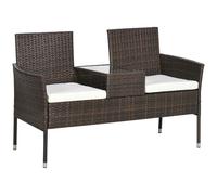 Premium 2-Seat Rattan Garden Bench w/ Cushions - Best Quality, Elegant Design, B
