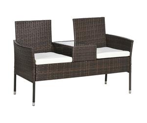 Premium 2-Seat Rattan Garden Bench w/ Cushions - Best Quality, Elegant Design, B