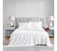 Premium 200TC 100% Cotton Percale Super King Flat Sheet (269 x 295 cm) - Soft & Easy Iron Bed Sheet - Comfortable & Long-Lasting White Flat Sheets - Ideal for Hotels, Guest Rooms & Everyday Home Use