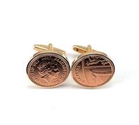 Premium 2017 9th Pottery wedding Anniversary 8 year Pottery birthday/Anniversary 2017 Coin cufflinks 9th 2017 HT Rose Gold Plated Backs