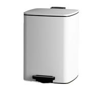Premium 20L Matte White Ha-Free Square Trash Can Thickened inless Steel Step Bin with Soft-Close Lid & Inner Bucket for Kitchen Bathroom or Office Use.