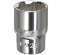 Premium 21mm Forged Steel Drive Socket - 1/2 Inch Square Drive With Polished Chrome Finish