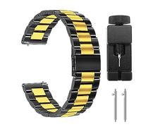 Premium 22mm Stainless Steel Metal Strap with Three Design Versatile Stylish and Comfortable Rugged Watch (Gold, One Size)