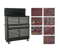 Premium 23 Drawer Tool Chest And Rollcab Bundle With 446-Piece Tool Set In Black