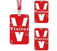 Premium 25 Visitor PVC Pass Lanyard with Badge Holders - Reusable Necklaces ID Card for Company Exhibition Guest Visitor Corporate Events, Church Guest Management & School Security Systems (red)